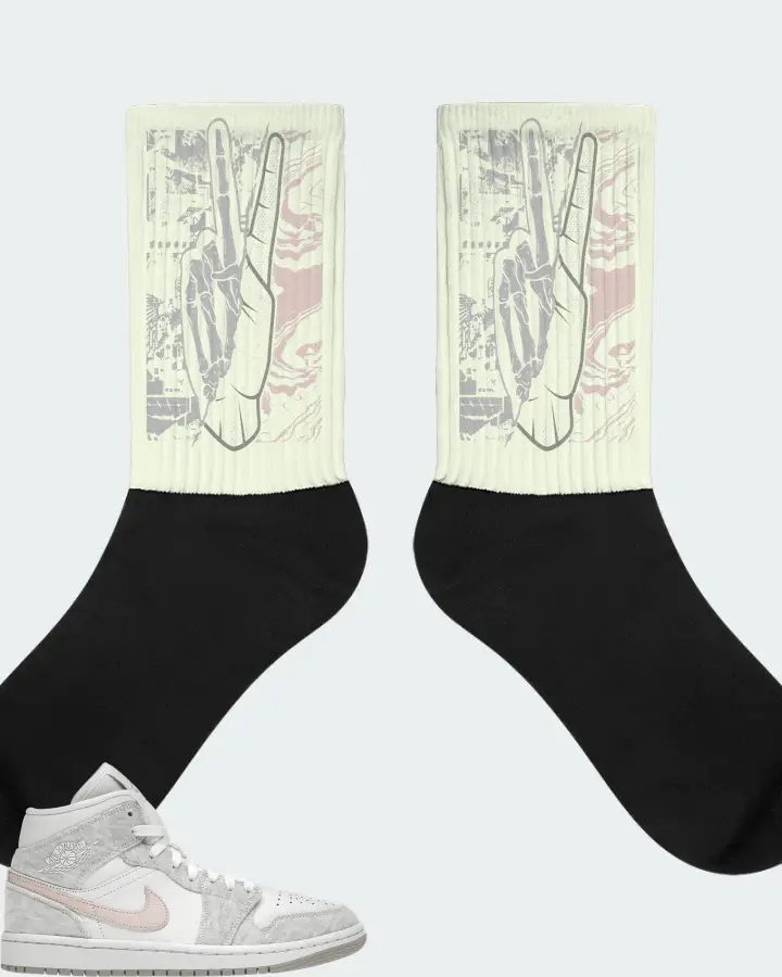 Jordan 1 Mid SE Sneaker Matching Citron Socks - Peace of mind