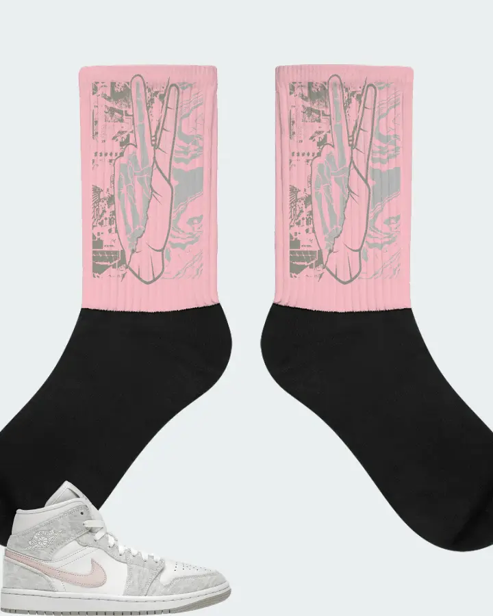 Jordan 1 Mid SE Sneaker Matching Pink Socks - Peace of mind