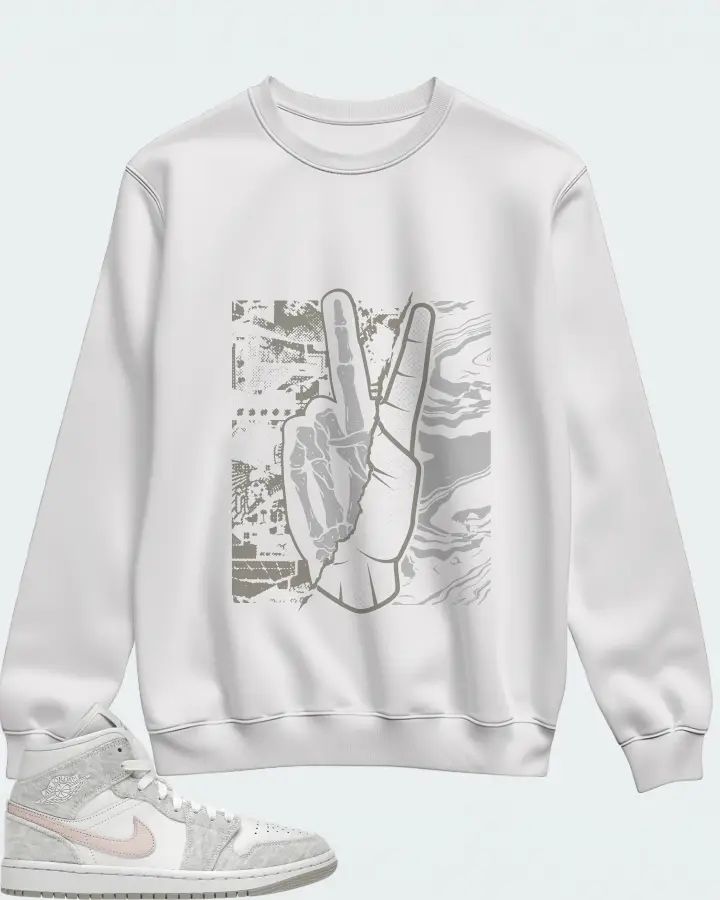 Jordan 1 Mid SE Sneaker Matching White Sweatshirt - Peace of mind