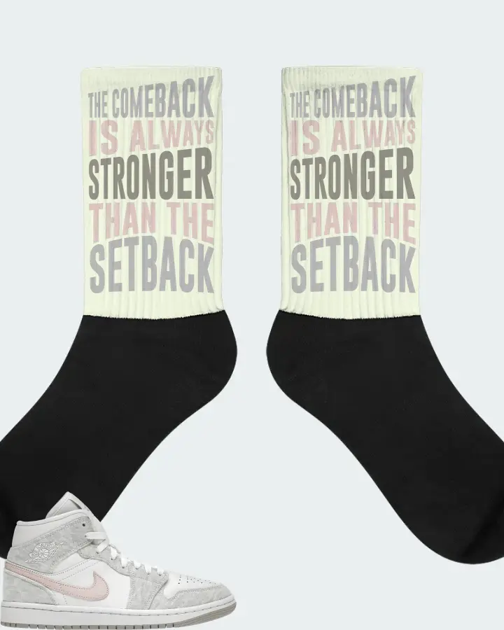 Jordan 1 Mid SE Sneaker Matching Citron Socks - The Comeback