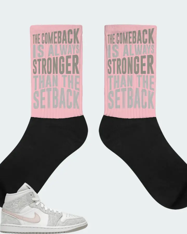 Jordan 1 Mid SE Sneaker Matching Pink Socks - The Comeback