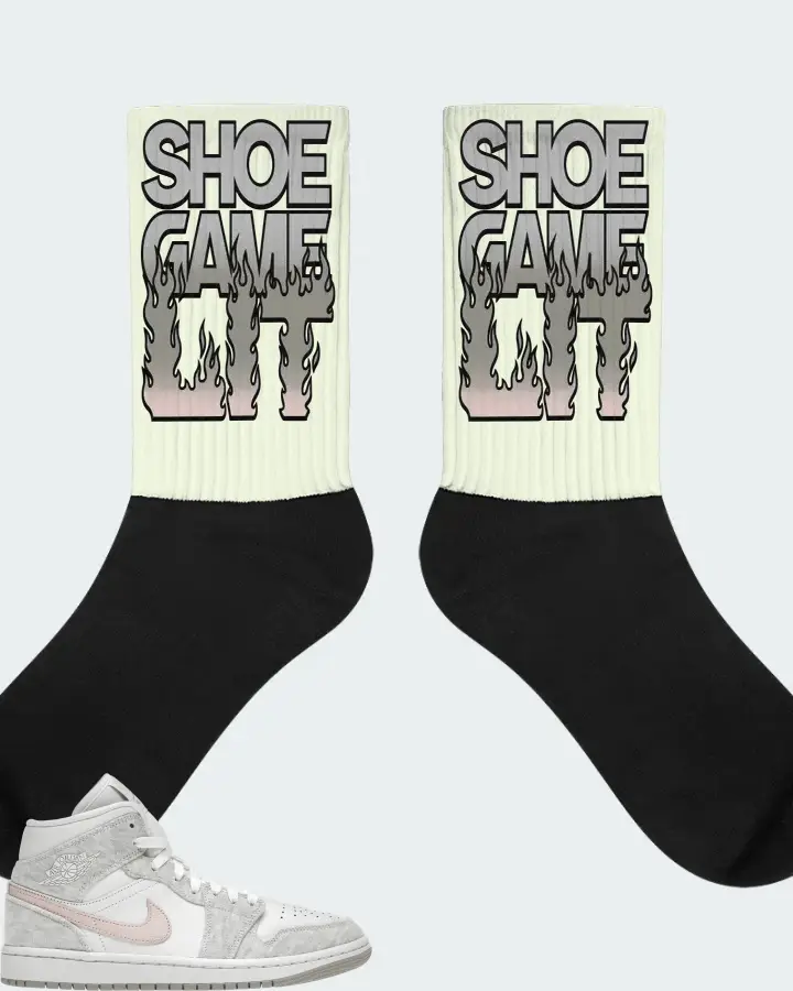 Jordan 1 Mid SE Sneaker Matching Citron Socks - Shoe Game Lit Refreshed