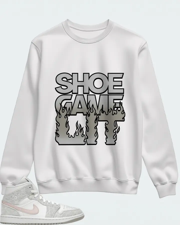 Jordan 1 Mid SE Sneaker Matching White Sweatshirt - Shoe Game Lit Refreshed