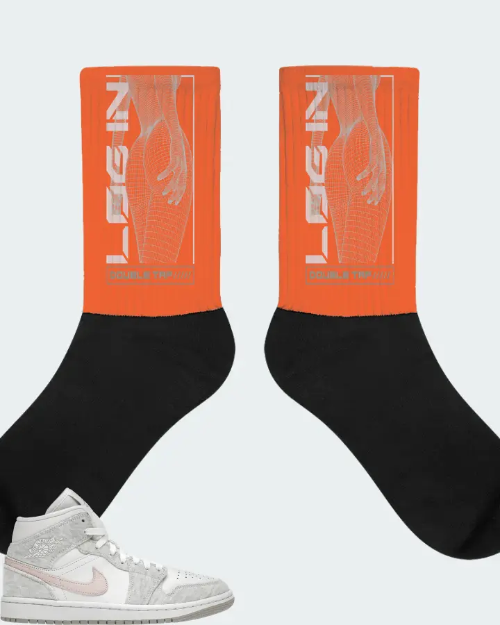 Jordan 1 Mid SE Sneaker Matching Orange Socks (LOGIN) - View 1