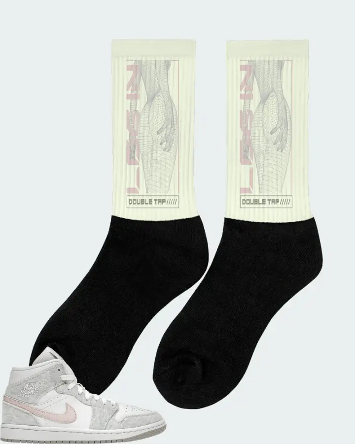 Jordan 1 Mid SE Sneaker Matching Citron Socks (LOGIN) - View 3