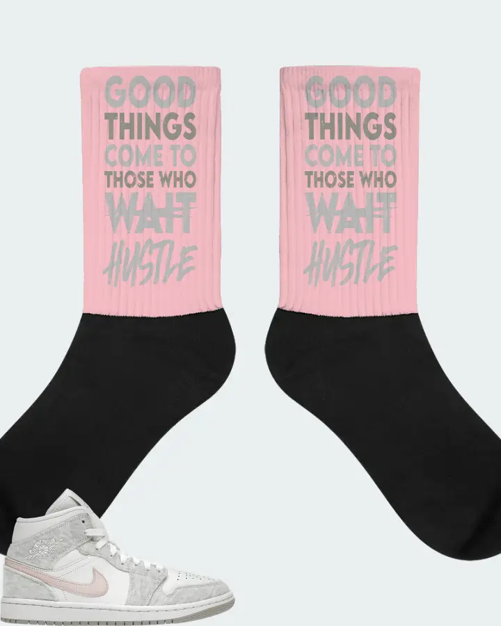 Jordan 1 Mid SE Sneaker Matching Pink Socks - Good Things Come