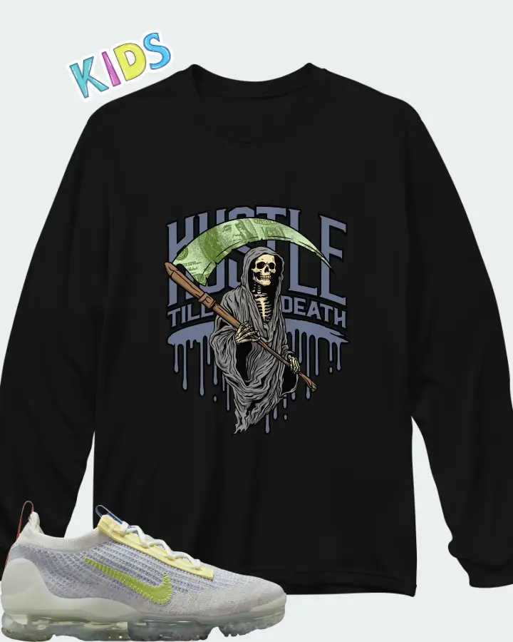 Nike Air VaporMax 2021 University Blue Team Orange Vivid Green Matching Kid's Long Sleeve T-Shirt