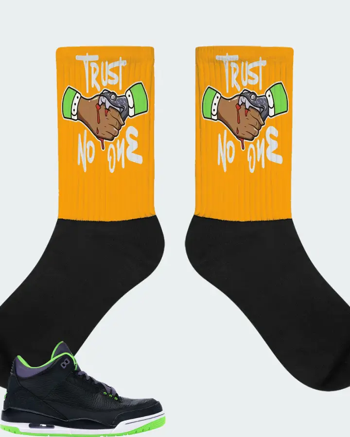 Jordan 3 Retro Sneaker Matching Gold Socks - Trust No One