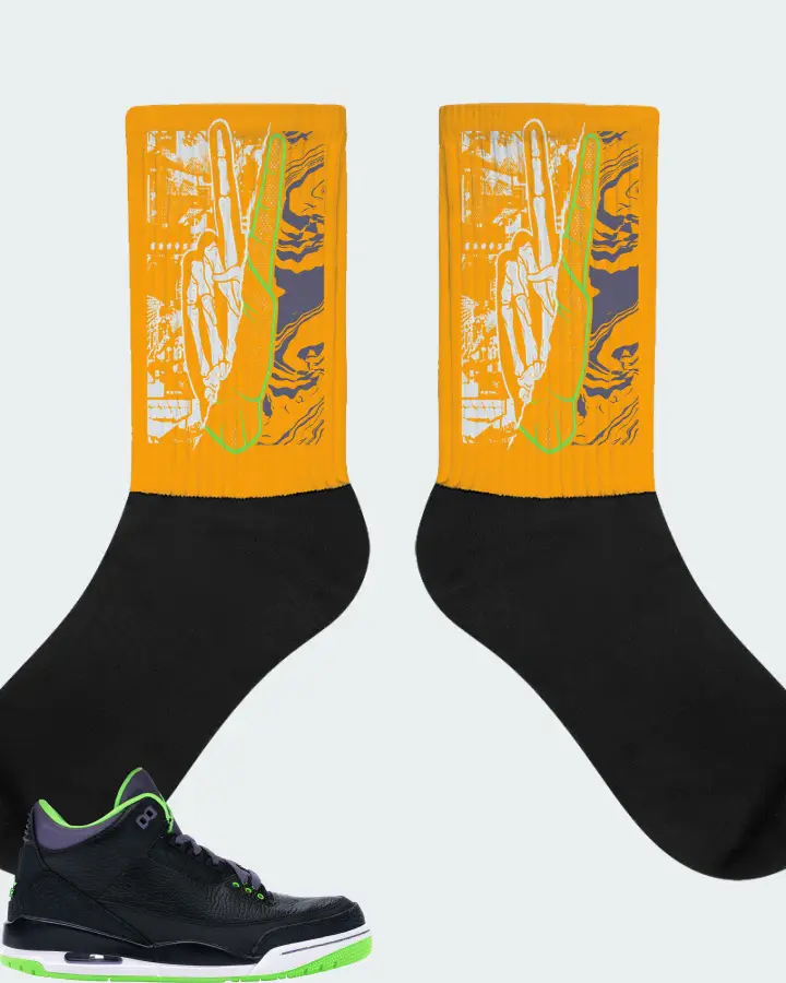 Jordan 3 Retro Sneaker Matching Gold Socks - Peace of mind