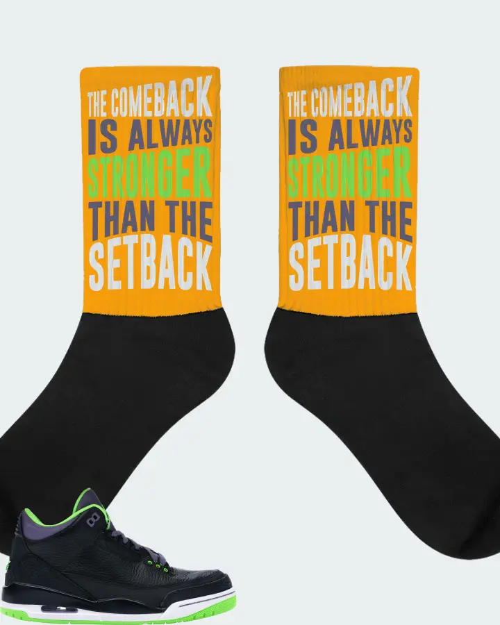 Jordan 3 Retro Sneaker Matching Gold Socks - The Comeback