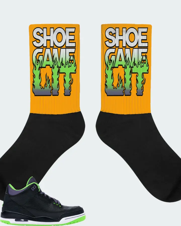 Jordan 3 Retro Sneaker Matching Gold Socks - Shoe Game Lit Refreshed