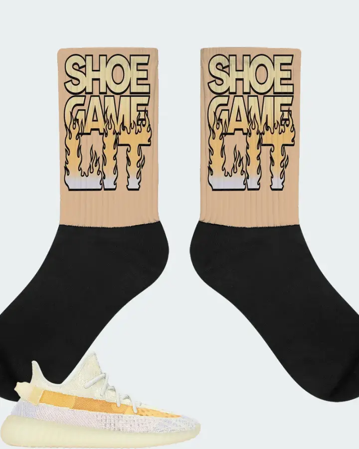 Yeezy 350 Boost V2 Light  Sneaker Matching Cream Socks - Shoe Game Lit Refreshed