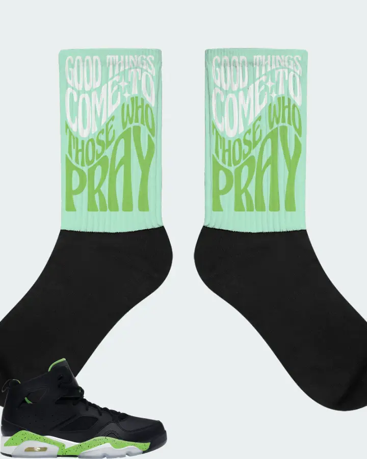 Jordan Flight Club 91 Sneaker Matching Mint Socks - Good Things Come To Those Who Pray