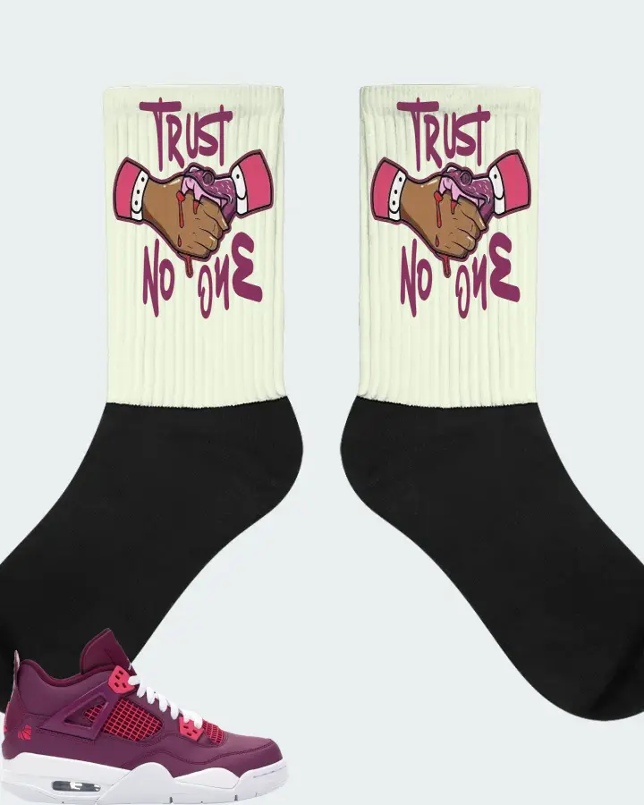 Jordan 4 Retro Sneaker Matching Citron Socks - Trust No One