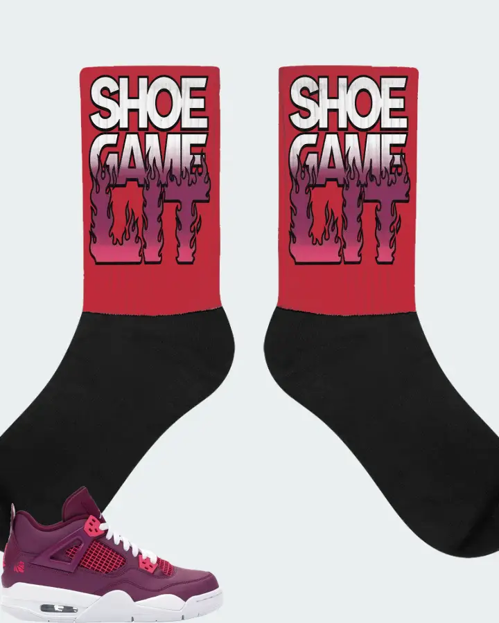 Jordan 4 Retro Sneaker Matching Red Socks - Shoe Game Lit Refreshed