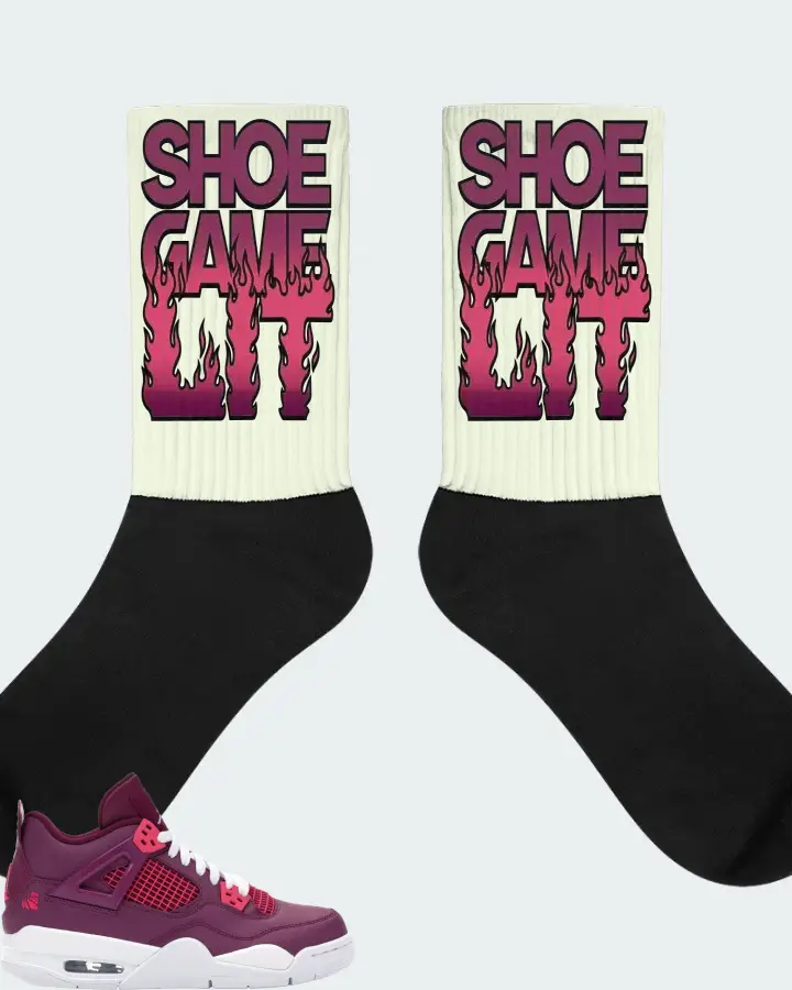Jordan 4 Retro Sneaker Matching Citron Socks - Shoe Game Lit Refreshed