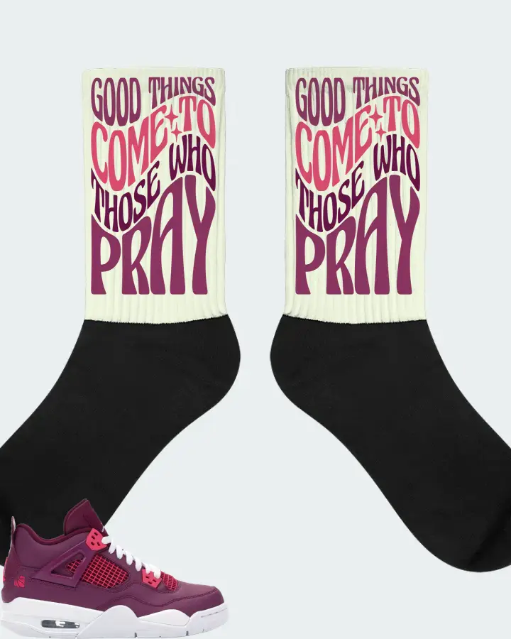 Jordan 4 Retro Sneaker Matching Citron Socks - Good Things Come To Those Who Pray
