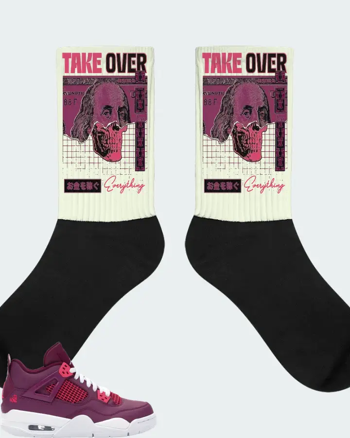Jordan 4 Retro Sneaker Matching Citron Socks - Take Over