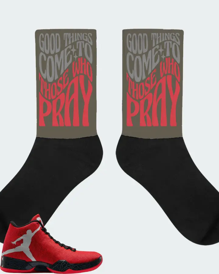 Jordan XX9 Sneaker Matching Army Green Socks - Good Things Come To Those Who Pray