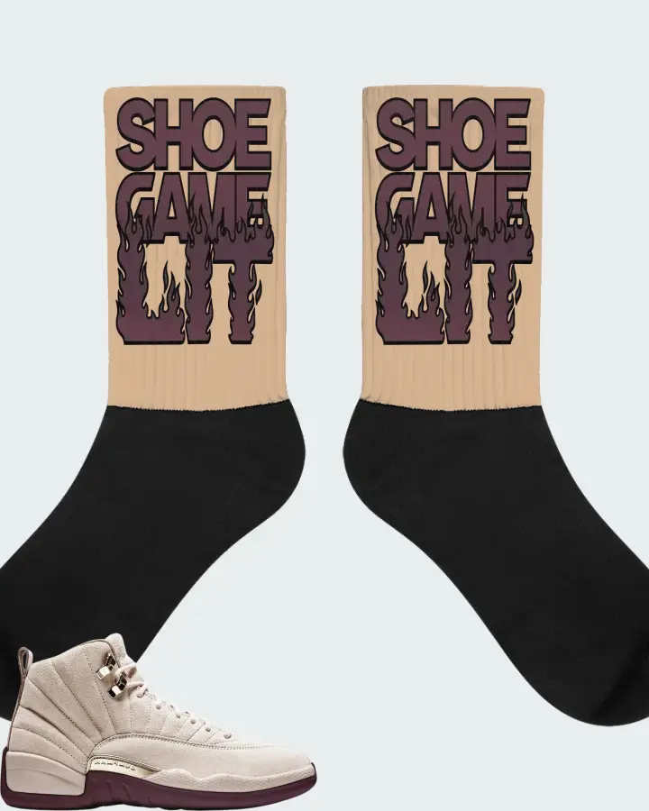Air Jordan 12 Retro A Ma Maniére  Sneaker Matching Cream Socks - Shoe Game Lit Refreshed