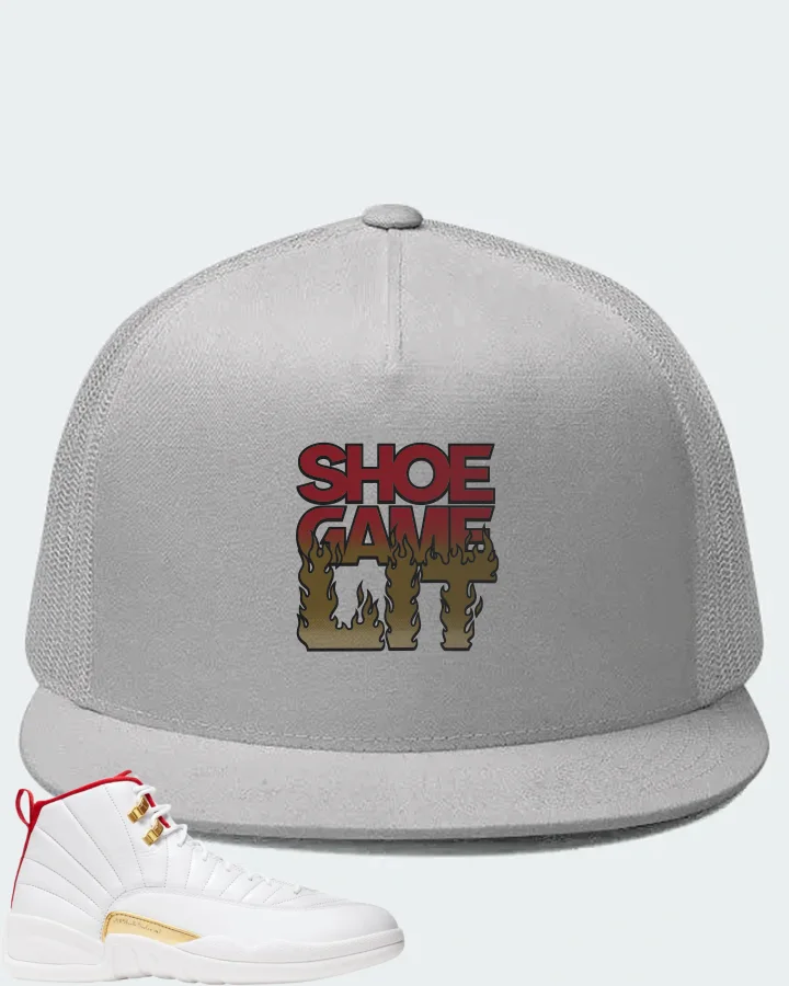 Jordan 12 Retro Sneaker Matching White Hat - Shoe Game Lit Refreshed