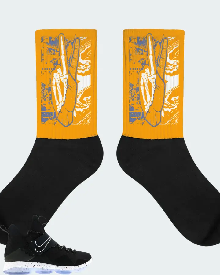 Nike LeBron 14 Sneaker Matching Gold Socks - Peace of mind