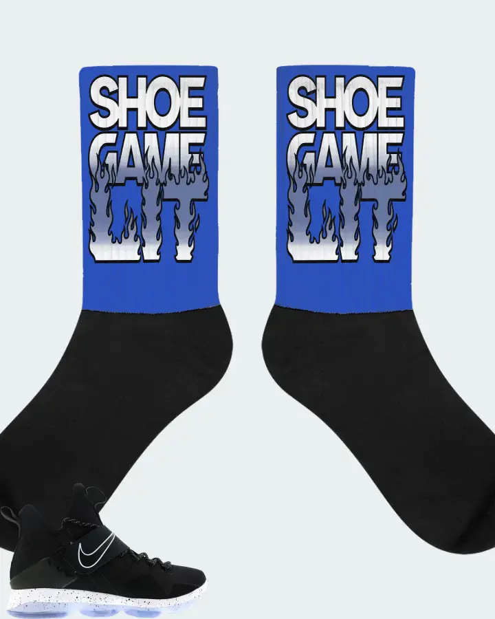 Nike LeBron 14 Sneaker Matching Royal Blue Socks - Shoe Game Lit Refreshed