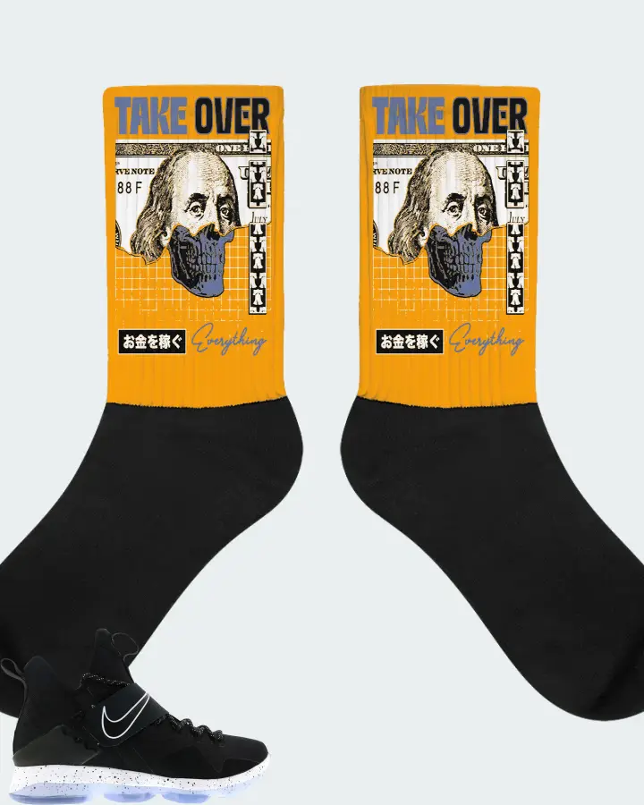 Nike LeBron 14 Sneaker Matching Gold Socks - Take Over