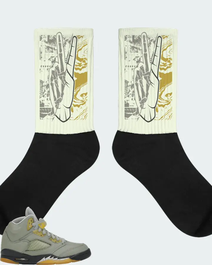 Jordan 5 Retro Sneaker Matching Citron Socks - Peace of mind