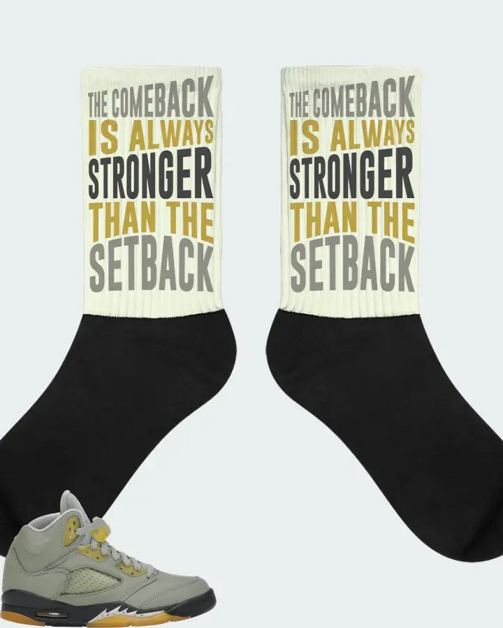 Jordan 5 Retro Sneaker Matching Citron Socks - The Comeback