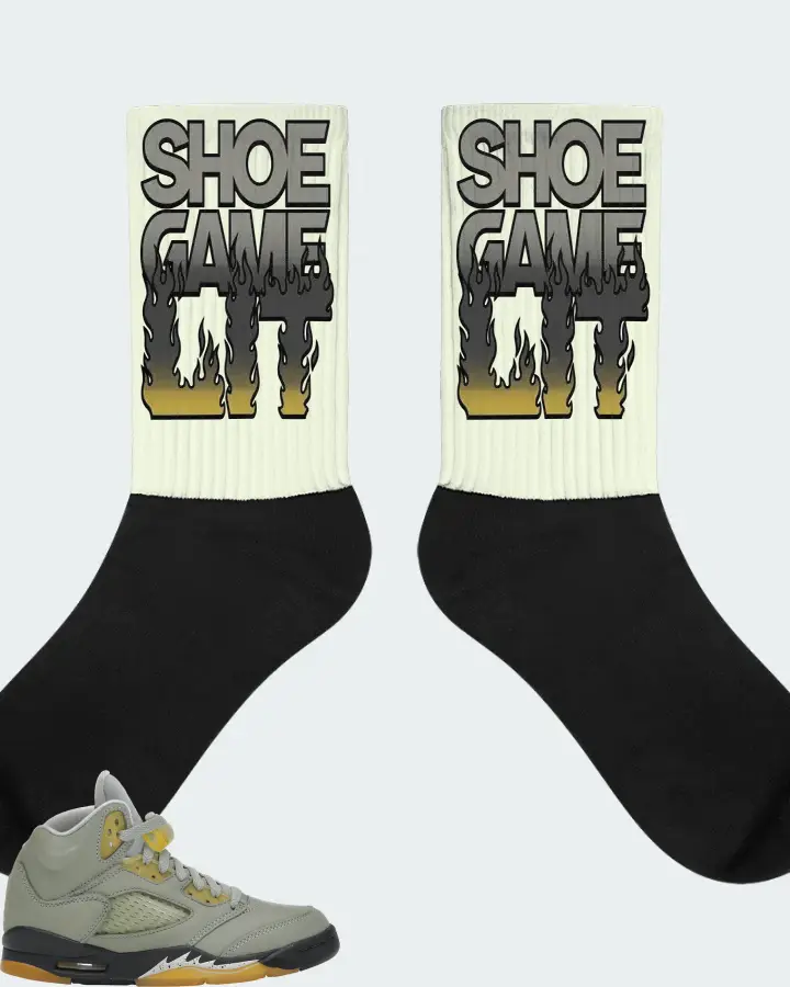Jordan 5 Retro Sneaker Matching Citron Socks - Shoe Game Lit Refreshed