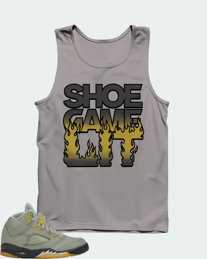 Jordan 5 Retro Sneaker Matching Grey Tank Top - Shoe Game Lit Refreshed