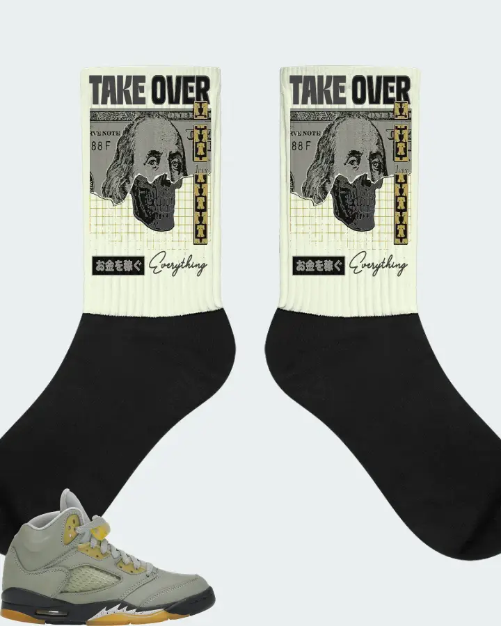 Jordan 5 Retro Sneaker Matching Citron Socks - Take Over