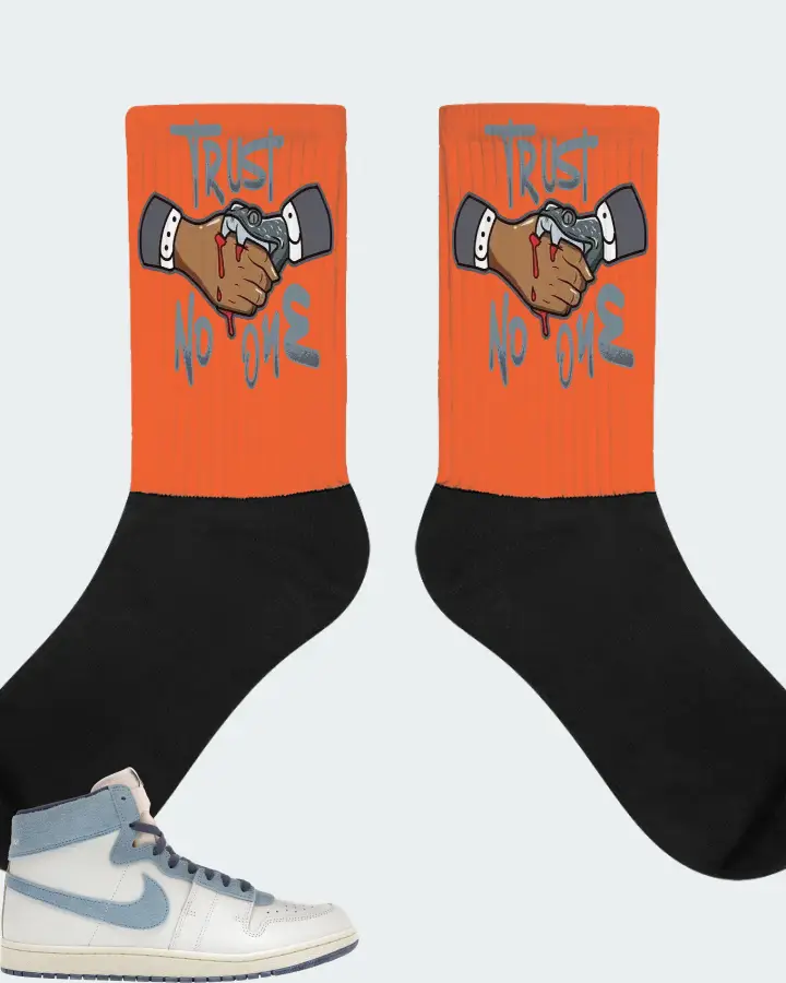 Nike Jordan Air Ship PE SP Sneaker Matching Orange Socks - Trust No One