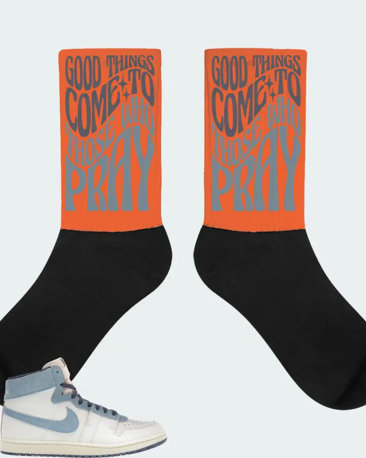 Nike Jordan Air Ship PE SP Sneaker Matching Orange Socks - Good Things Come To Those Who Pray