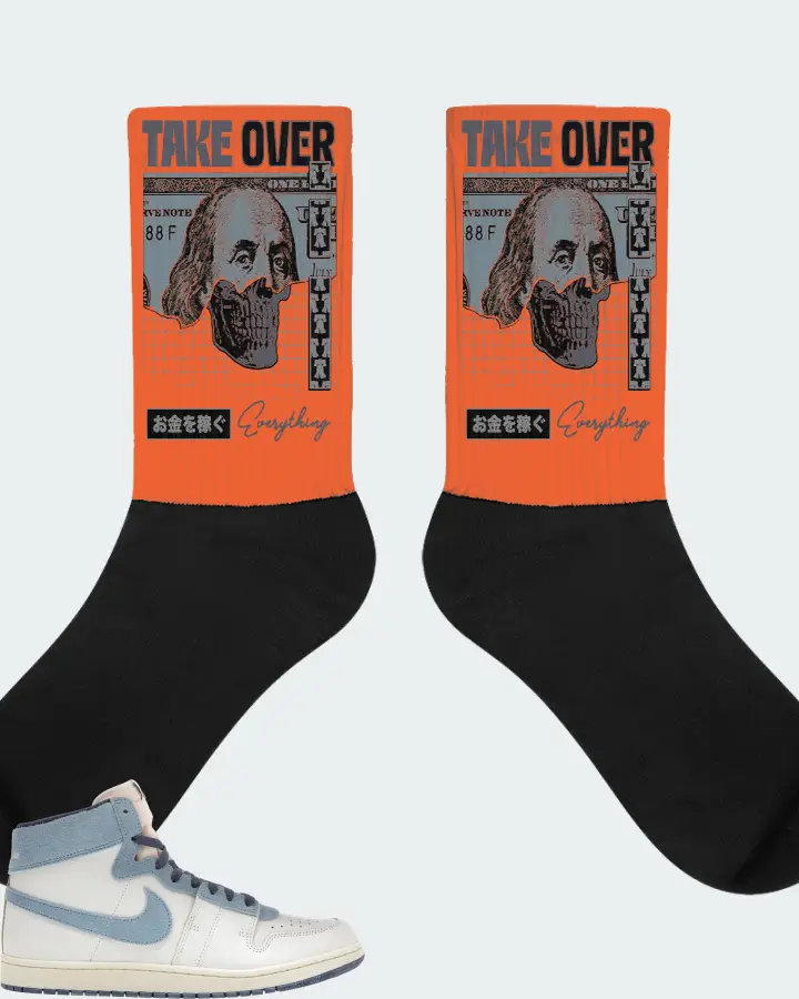 Nike Jordan Air Ship PE SP Sneaker Matching Orange Socks - Take Over