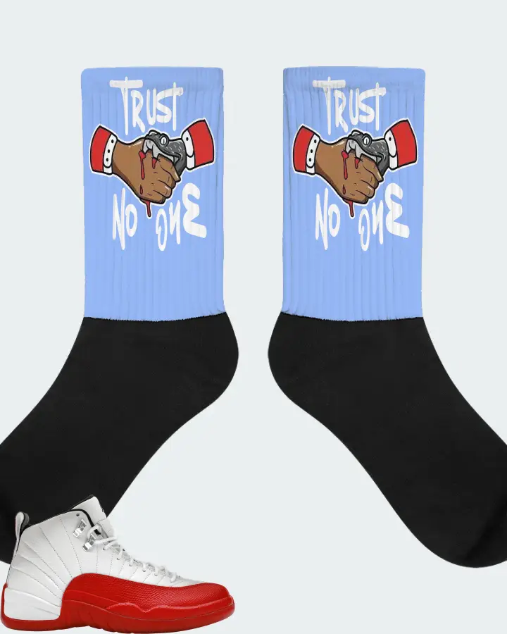 Jordan 12 Retro Sneaker Matching Carolina Blue Socks - Trust No One