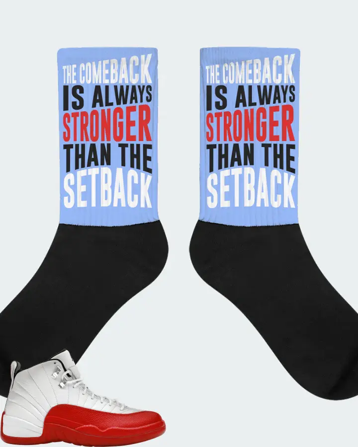 Jordan 12 Retro Sneaker Matching Carolina Blue Socks - The Comeback