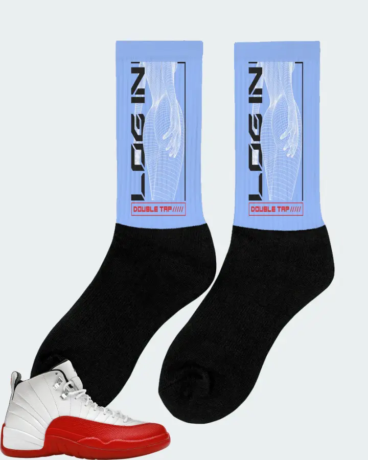Jordan 12 Retro Sneaker Matching Carolina Blue Socks (LOGIN) - View 3