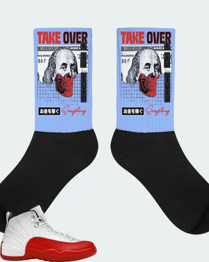 Jordan 12 Retro Sneaker Matching Carolina Blue Socks - Take Over