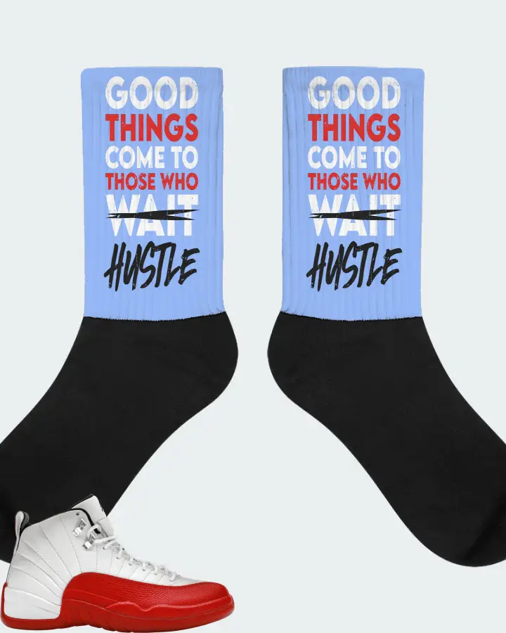 Jordan 12 Retro Sneaker Matching Carolina Blue Socks - Good Things Come