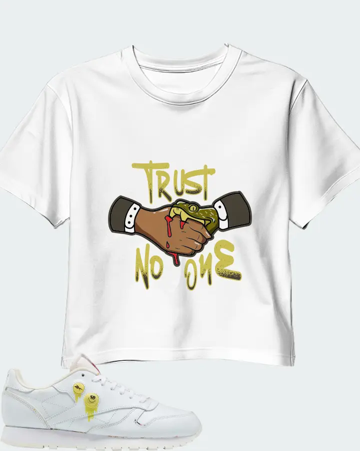 Reebok Classic Leather Sneaker Matching White Crop Top - Trust No One