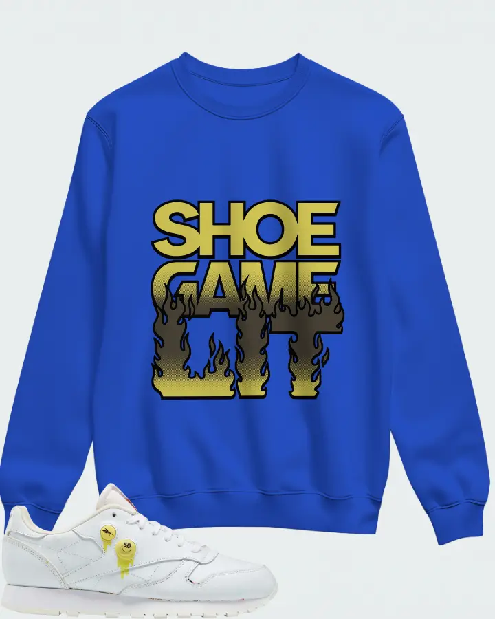 Reebok Classic Leather Sneaker Matching Royal Blue Sweatshirt - Shoe Game Lit Refreshed
