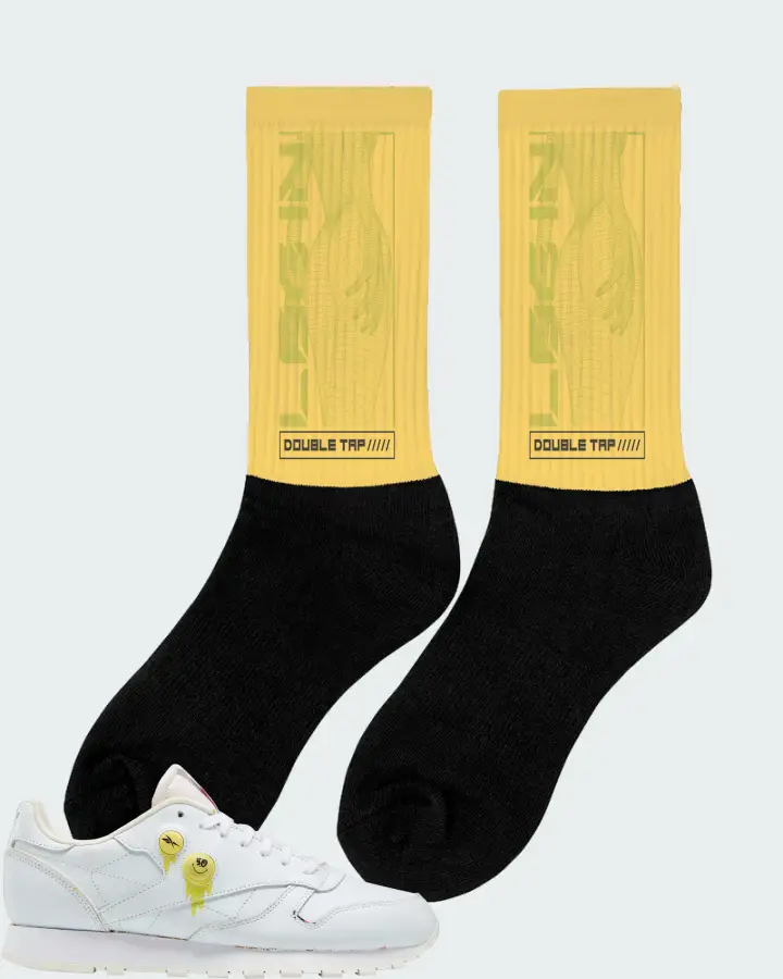 Reebok Classic Leather Sneaker Matching Yellow Socks (LOGIN) - View 3