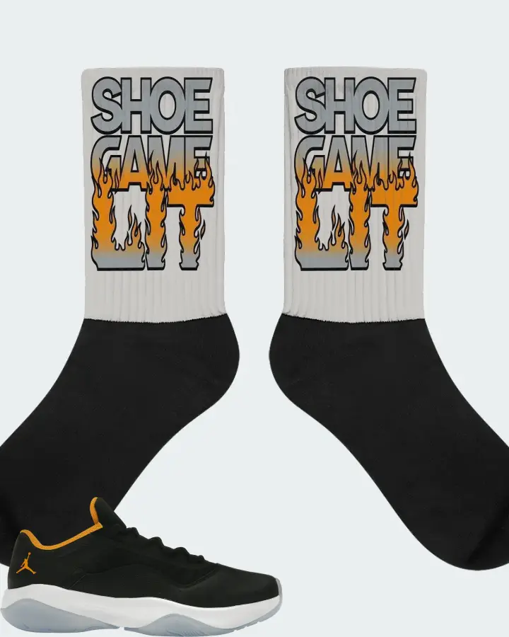 Jordan 11 CMFT Low Sneaker Matching Grey Socks - Shoe Game Lit Refreshed