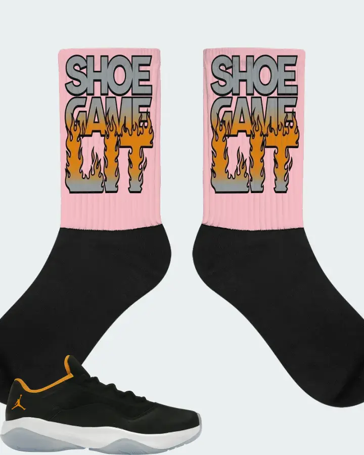 Jordan 11 CMFT Low Sneaker Matching Pink Socks - Shoe Game Lit Refreshed