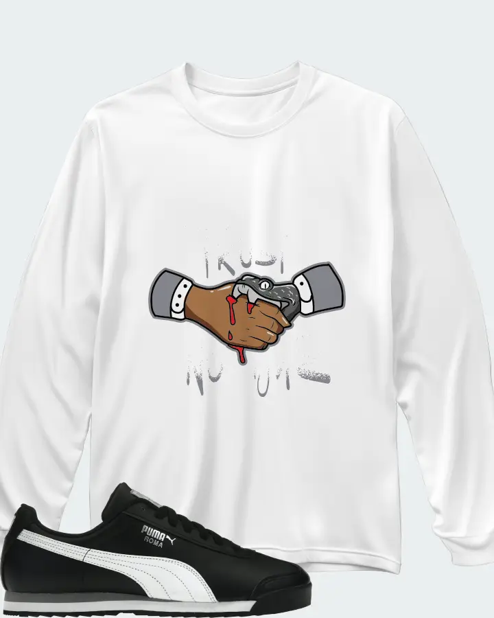Puma Roma Basic Sneaker Matching White Long Sleeve T-Shirt - Trust No One
