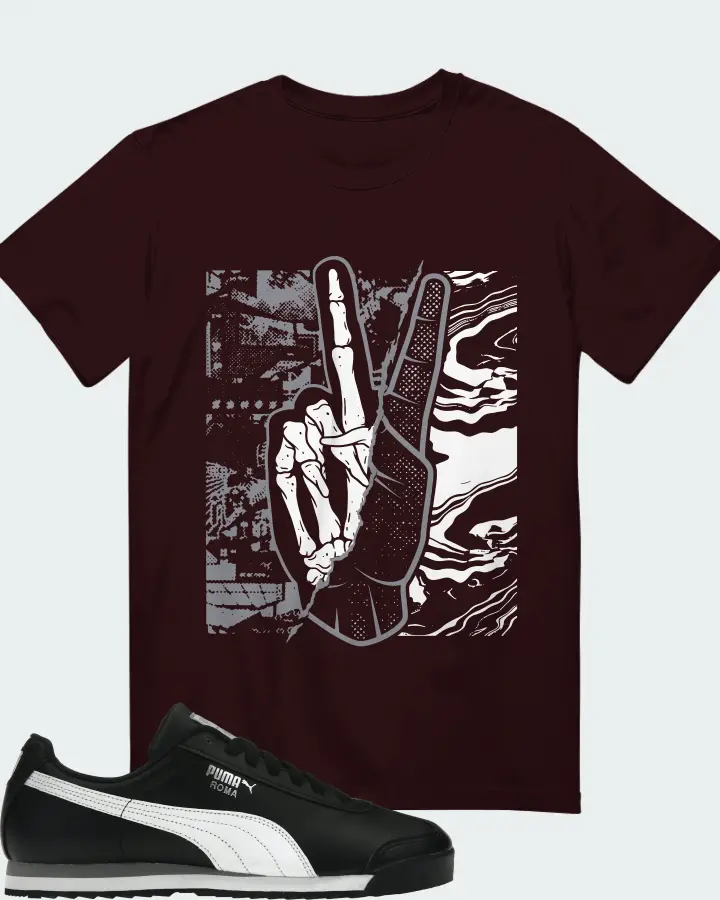 Puma Roma Basic Sneaker Matching Oxblood Black T-Shirt - Peace of mind