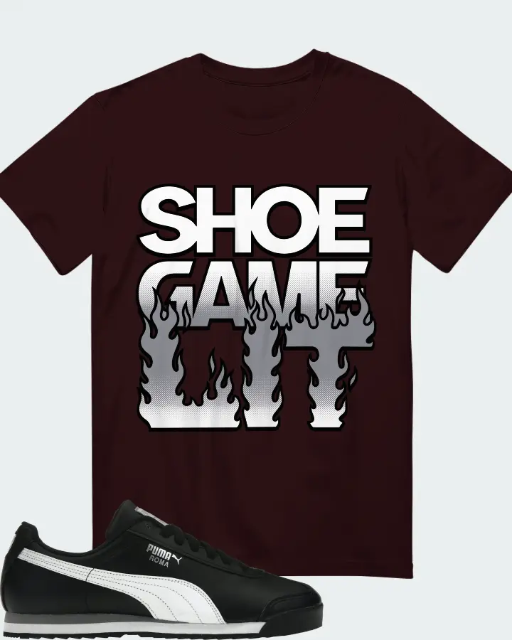 Puma Roma Basic Sneaker Matching Oxblood Black T-Shirt - Shoe Game Lit Refreshed