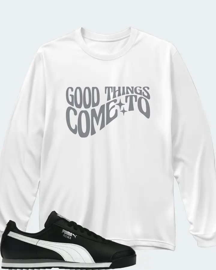Puma Roma Basic Sneaker Matching White Long Sleeve T-Shirt - Good Things Come To Those Who Pray